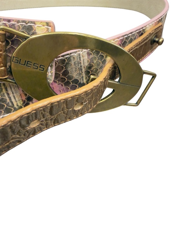 Vintage Guess Y2K Pink Gold Snakeskin Leather G Logo Statement Belt Glam main image 12